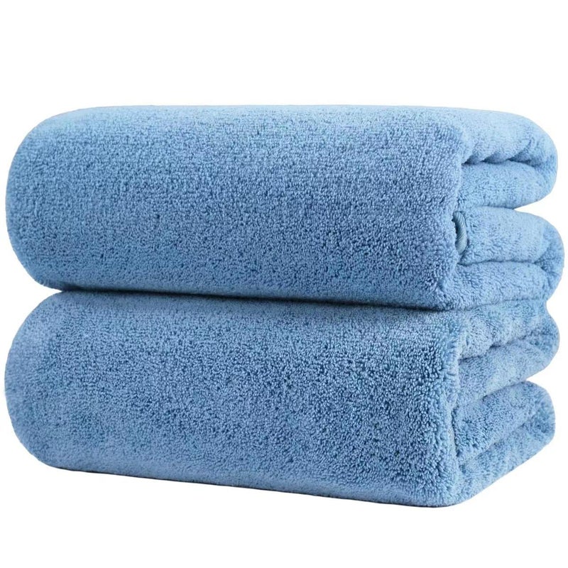 POLYTE Quick Dry Lint Free Microfiber Bath Sheet, 35 x 70 in, Pack of 2 (Blue) - Image 1